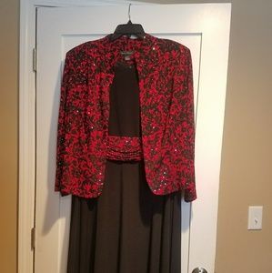 Jessica Howard Black/Red Dress w/Matching Jacket